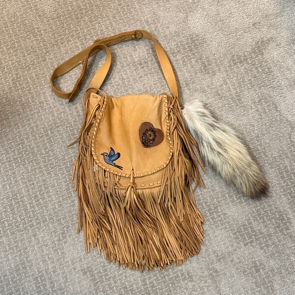 Handmade Handbags - Handmade Fringe Buckskin Leather Bag